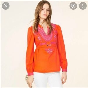 TORY BURCH CLAUDIA MIRROR EMBROIDERY TOP